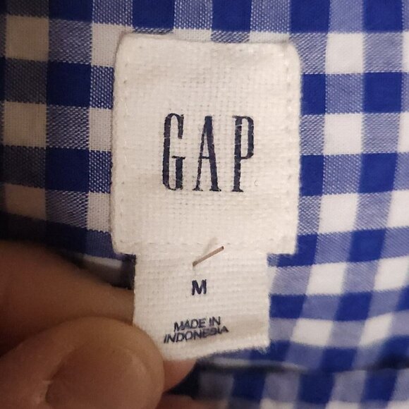 Gap Blue White Check Wide Neck Blouse Medium - Picture 4 of 5